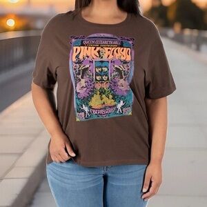 Wildfox Pink Floyd Short Sleeve Tee shirt mocha brown Vibrant Graphic NWT SM